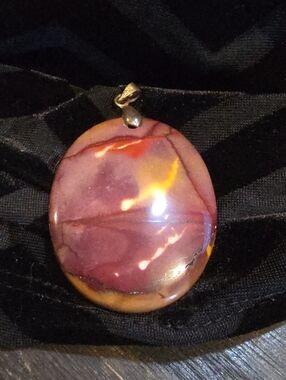 Purple and Yellow Mookite Stone Pendant Necklace